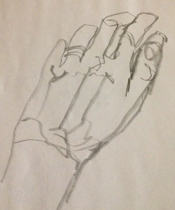 One hand blind contour