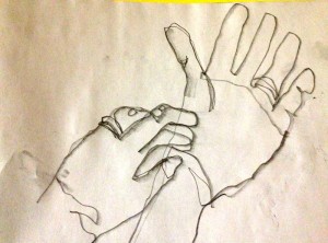 Two hands blind contour
